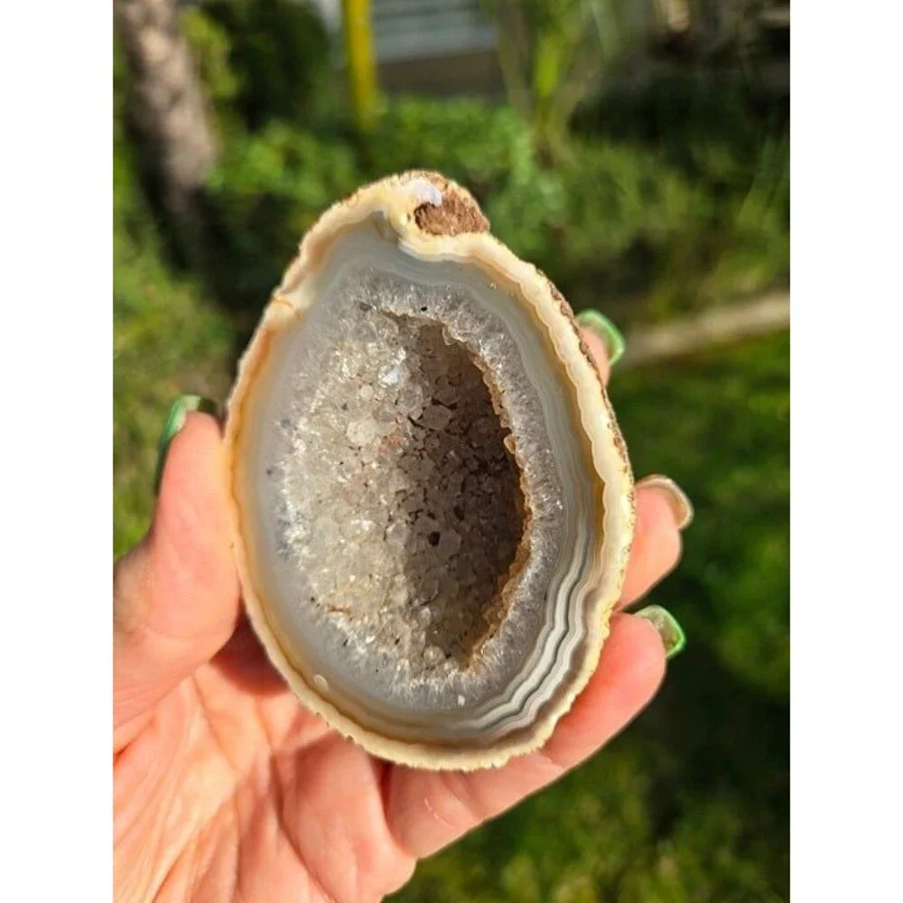 Natural Agate Geode with a Large Druzy Center